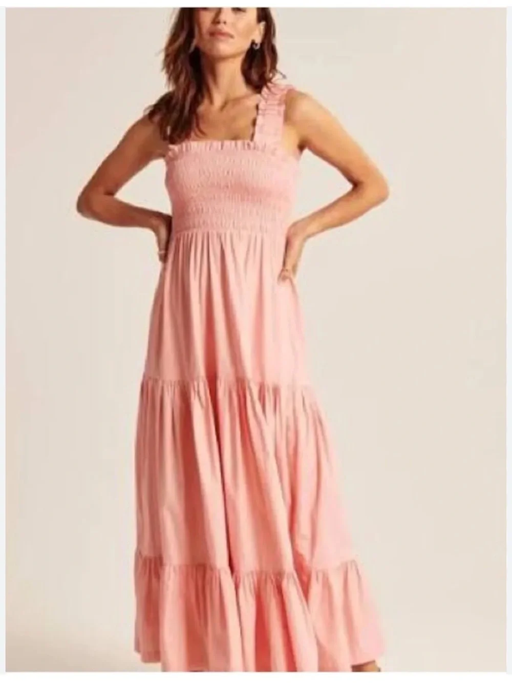 Abercrombie & Fitch Pink Smocked Tiered Maxi Dress XXL 8829